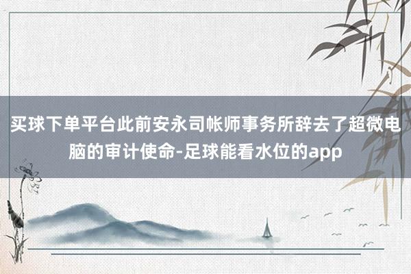 买球下单平台此前安永司帐师事务所辞去了超微电脑的审计使命-足球能看水位的app