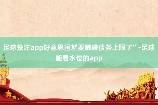 足球投注app好意思国就要触碰债务上限了”-足球能看水位的app