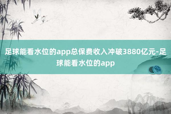 足球能看水位的app总保费收入冲破3880亿元-足球能看水位的app