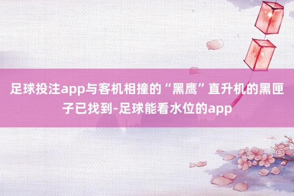 足球投注app与客机相撞的“黑鹰”直升机的黑匣子已找到-足球能看水位的app
