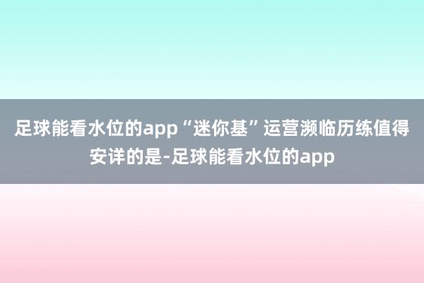足球能看水位的app“迷你基”运营濒临历练值得安详的是-足球能看水位的app