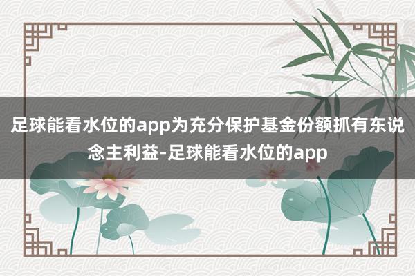 足球能看水位的app为充分保护基金份额抓有东说念主利益-足球能看水位的app