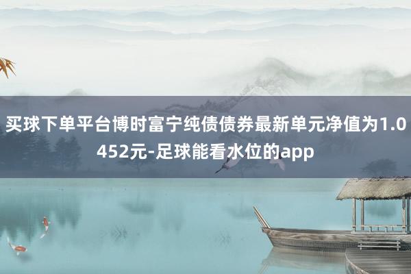 买球下单平台博时富宁纯债债券最新单元净值为1.0452元-足球能看水位的app