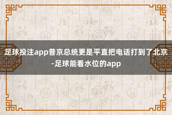 足球投注app普京总统更是平直把电话打到了北京-足球能看水位的app