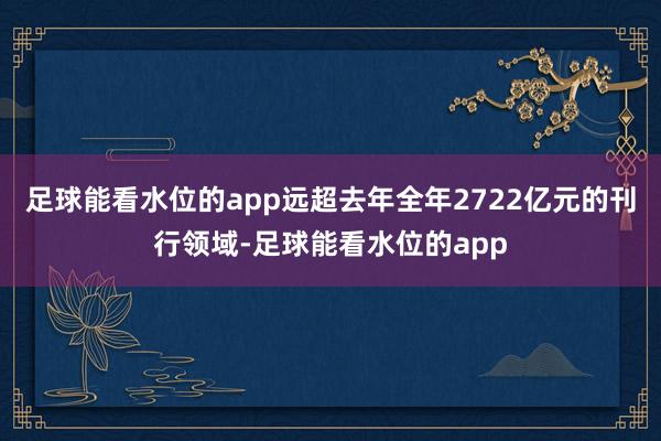 足球能看水位的app远超去年全年2722亿元的刊行领域-足球能看水位的app