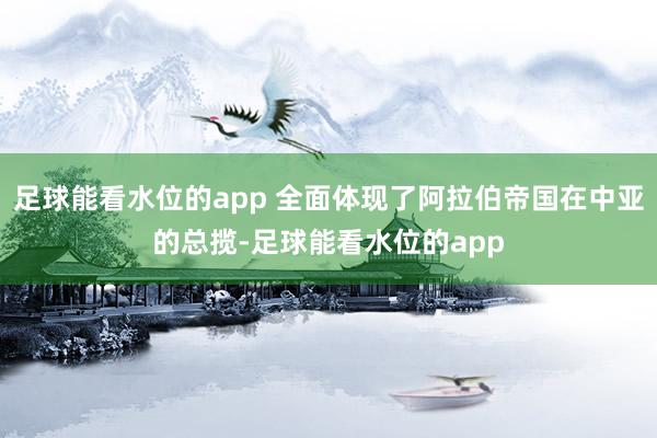 足球能看水位的app 全面体现了阿拉伯帝国在中亚的总揽-足球能看水位的app
