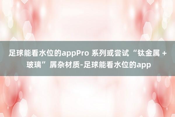 足球能看水位的appPro 系列或尝试 “钛金属 + 玻璃” 羼杂材质-足球能看水位的app