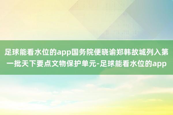 足球能看水位的app国务院便晓谕郑韩故城列入第一批天下要点文物保护单元-足球能看水位的app