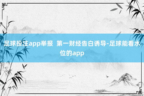 足球投注app举报  第一财经告白诱导-足球能看水位的app