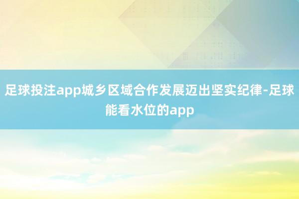足球投注app城乡区域合作发展迈出坚实纪律-足球能看水位的app