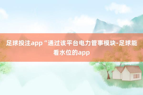 足球投注app　　“通过该平台电力管事模块-足球能看水位的app