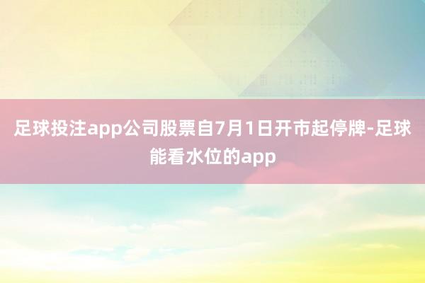 足球投注app公司股票自7月1日开市起停牌-足球能看水位的app