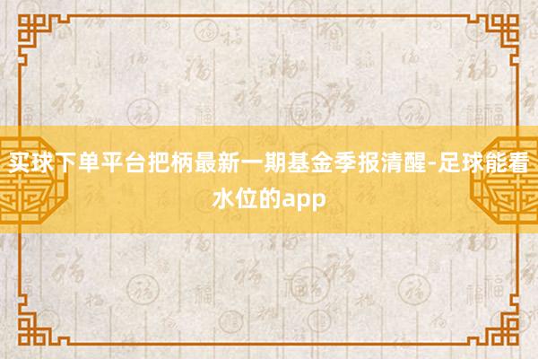 买球下单平台把柄最新一期基金季报清醒-足球能看水位的app