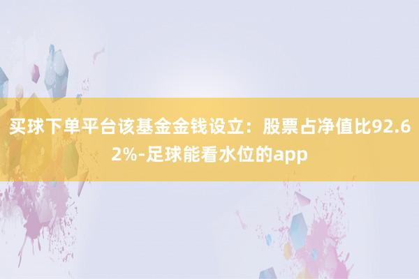 买球下单平台该基金金钱设立：股票占净值比92.62%-足球能看水位的app