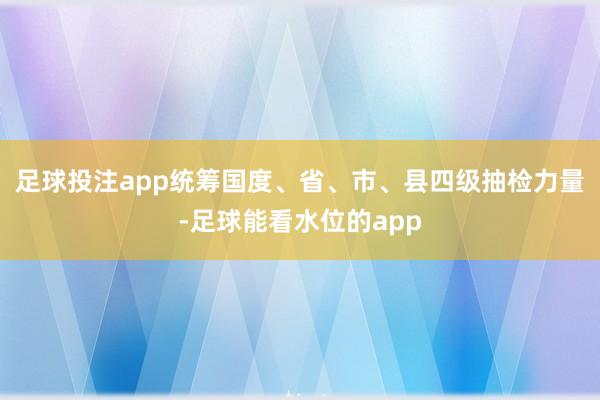 足球投注app统筹国度、省、市、县四级抽检力量-足球能看水位的app
