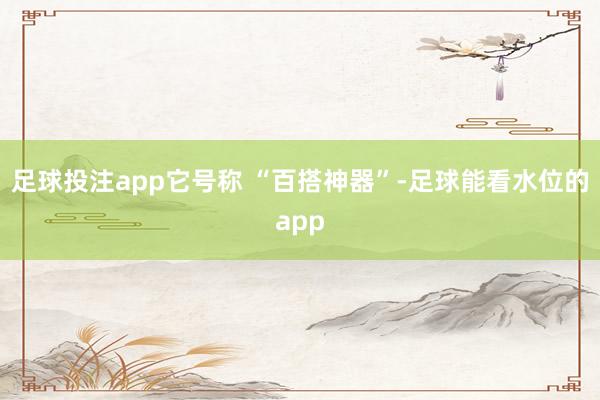 足球投注app它号称 “百搭神器”-足球能看水位的app