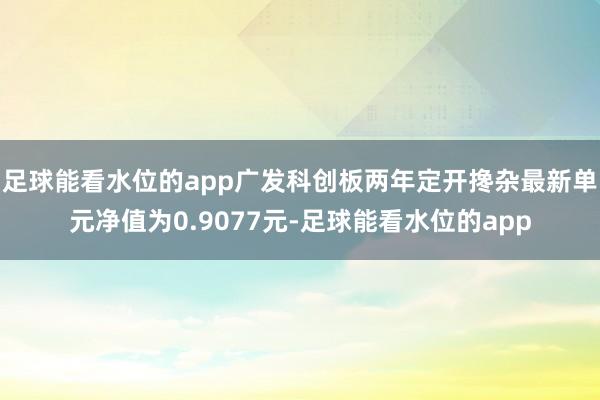 足球能看水位的app广发科创板两年定开搀杂最新单元净值为0.9077元-足球能看水位的app