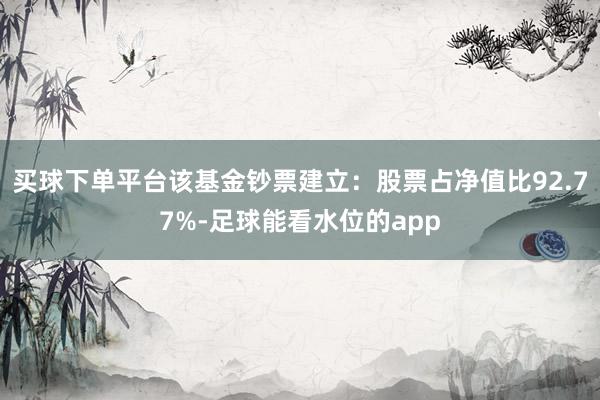 买球下单平台该基金钞票建立：股票占净值比92.77%-足球能看水位的app