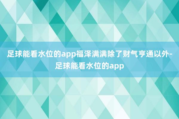 足球能看水位的app福泽满满除了财气亨通以外-足球能看水位的app