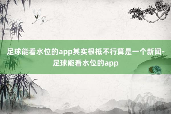 足球能看水位的app其实根柢不行算是一个新闻-足球能看水位的app