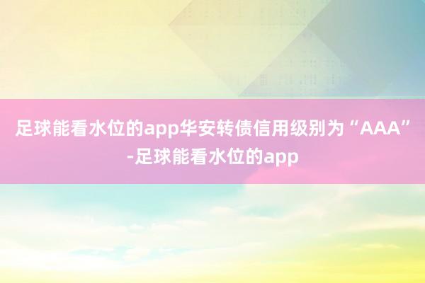 足球能看水位的app华安转债信用级别为“AAA”-足球能看水位的app