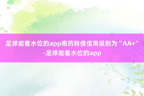 足球能看水位的app南药转债信用级别为“AA+”-足球能看水位的app