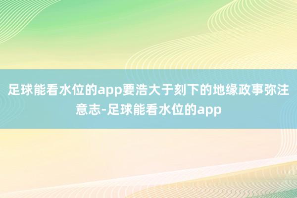 足球能看水位的app要浩大于刻下的地缘政事弥注意志-足球能看水位的app