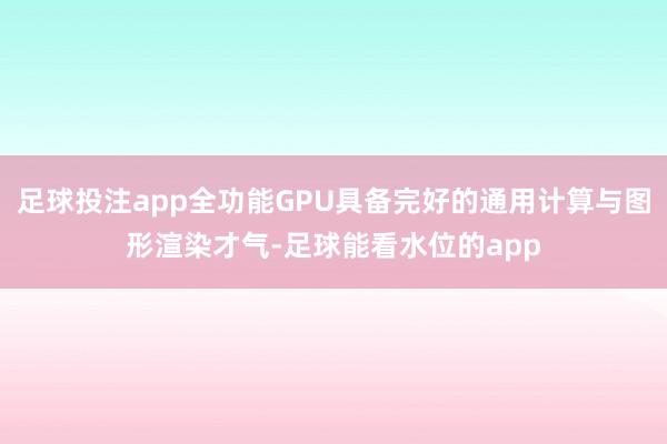 足球投注app全功能GPU具备完好的通用计算与图形渲染才气-足球能看水位的app