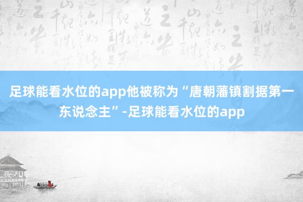 足球能看水位的app他被称为“唐朝藩镇割据第一东说念主”-足球能看水位的app