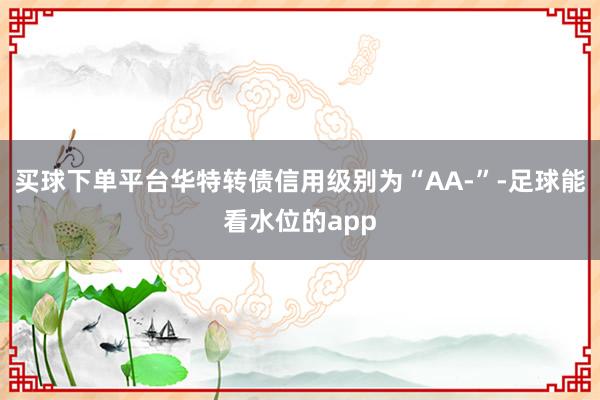买球下单平台华特转债信用级别为“AA-”-足球能看水位的app