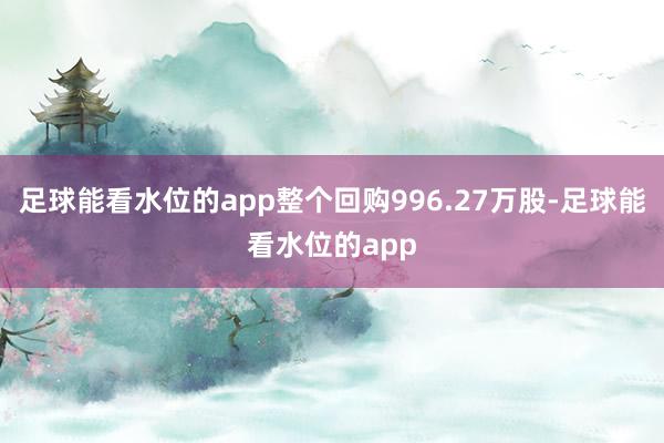 足球能看水位的app整个回购996.27万股-足球能看水位的app