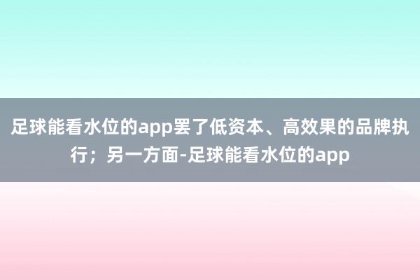 足球能看水位的app罢了低资本、高效果的品牌执行；另一方面-足球能看水位的app