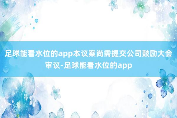 足球能看水位的app本议案尚需提交公司鼓励大会审议-足球能看水位的app