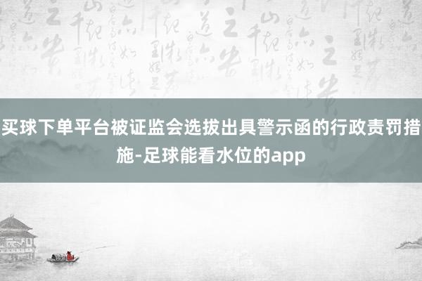 买球下单平台被证监会选拔出具警示函的行政责罚措施-足球能看水位的app