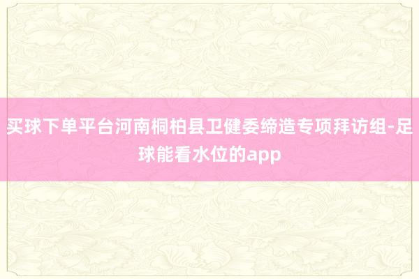 买球下单平台河南桐柏县卫健委缔造专项拜访组-足球能看水位的app