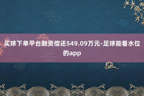 买球下单平台融资偿还549.09万元-足球能看水位的app