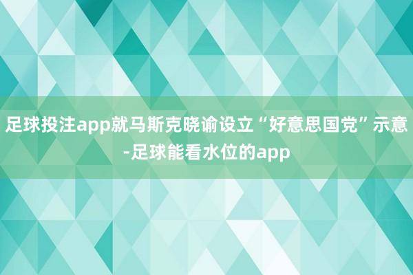 足球投注app就马斯克晓谕设立“好意思国党”示意-足球能看水位的app