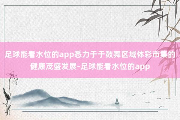 足球能看水位的app悉力于于鼓舞区域体彩市集的健康茂盛发展-足球能看水位的app