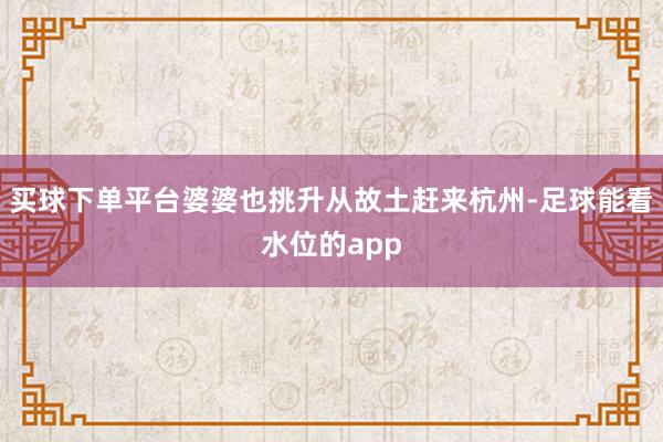买球下单平台婆婆也挑升从故土赶来杭州-足球能看水位的app