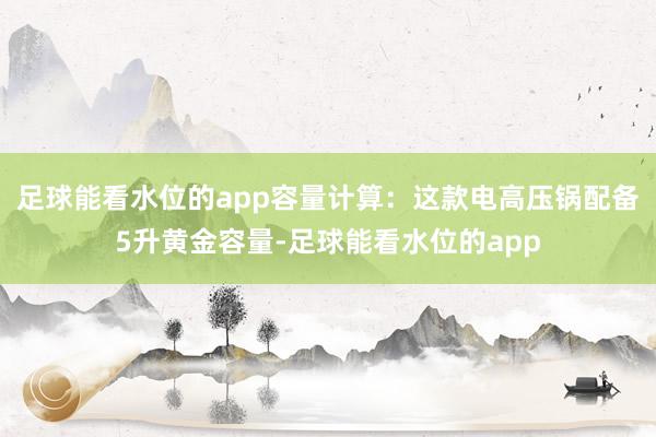 足球能看水位的app容量计算：这款电高压锅配备5升黄金容量-足球能看水位的app
