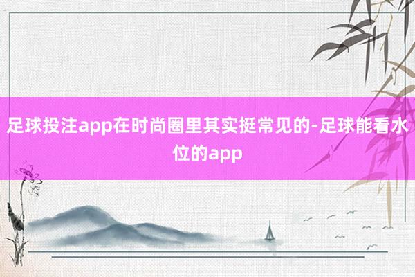 足球投注app在时尚圈里其实挺常见的-足球能看水位的app