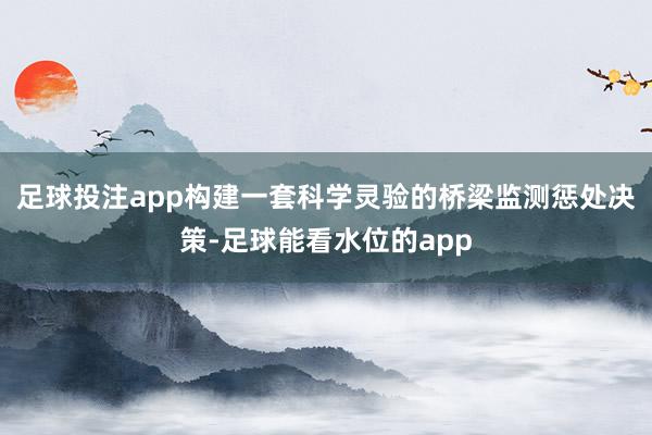 足球投注app构建一套科学灵验的桥梁监测惩处决策-足球能看水位的app